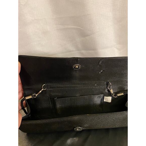 Women's Evening Formal Clutch Bag Purse Black with rhinestones rope strap EUC - Picture 9 of 13